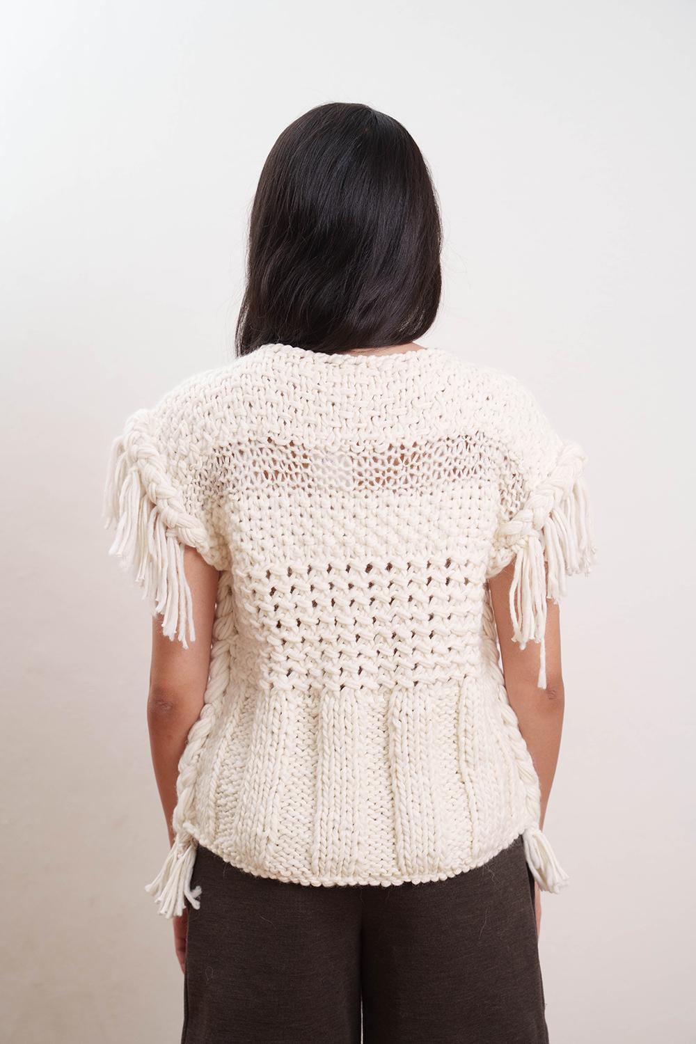 Tricot à Porter Maglia s/m con frange e trecce In Saldo