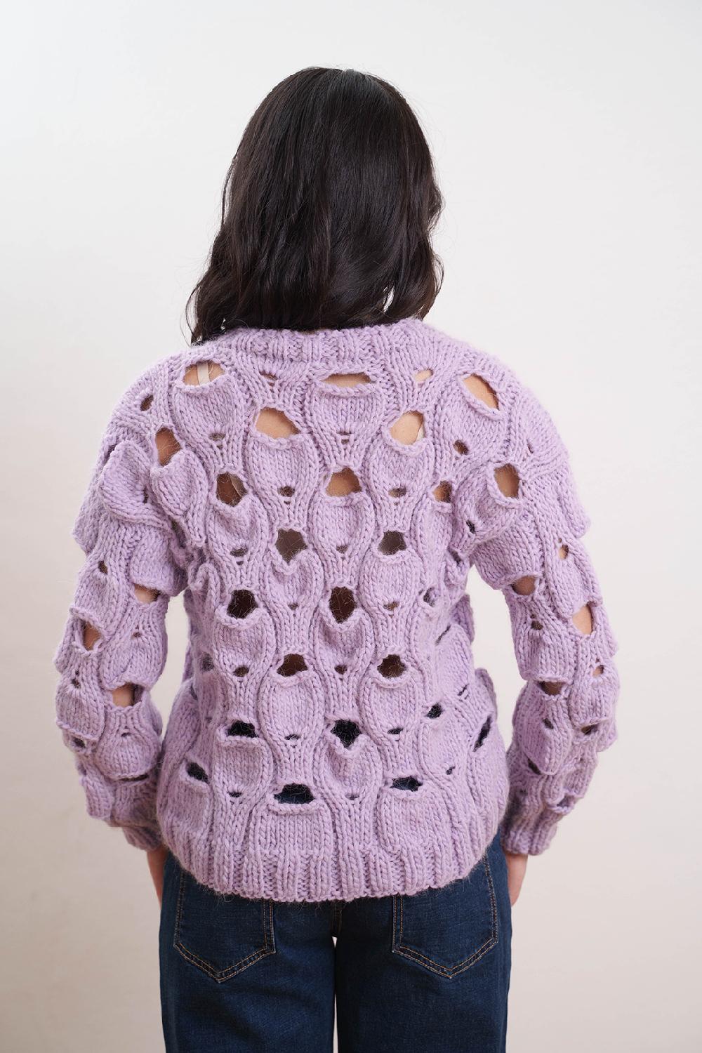 Tricot à Porter Maglia girocollo in lana traforata all over Moda