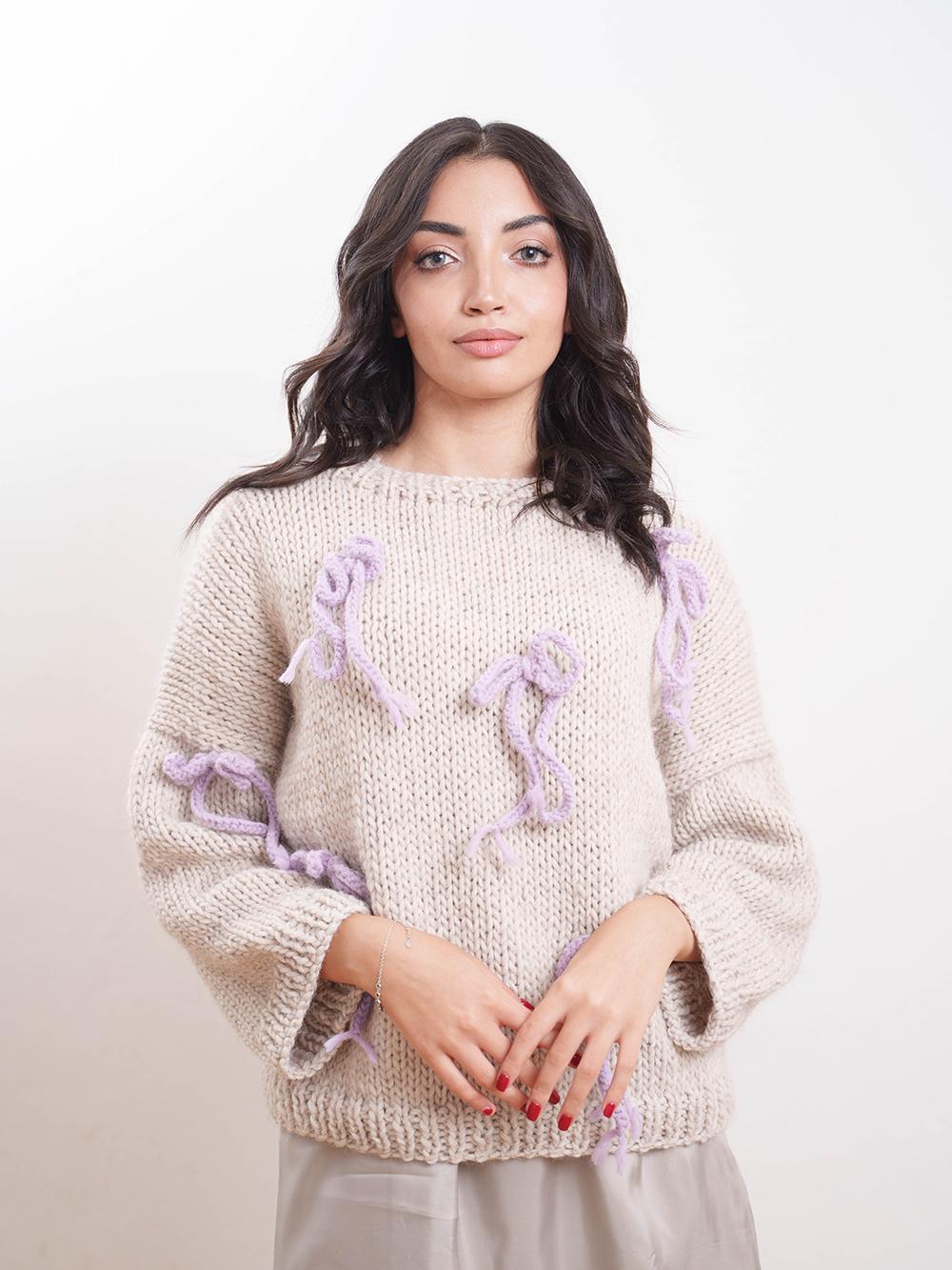 Tricot à Porter Maglia giro fiocchi applicati 2025