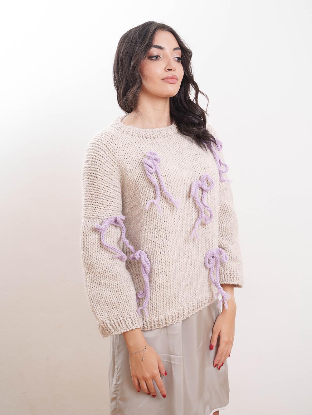 Tricot à Porter Maglia giro fiocchi applicati 2025