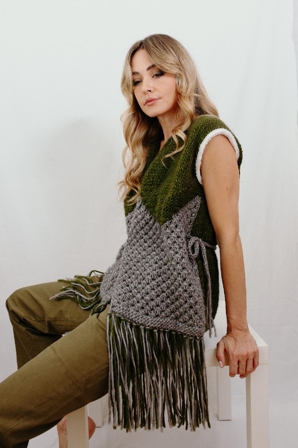 Tricot à Porter Gilet aperto con frange Negozio
