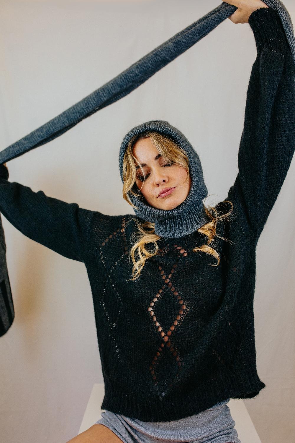 Tricot à Porter Maglia girocollo con traforo a rombi In Linea