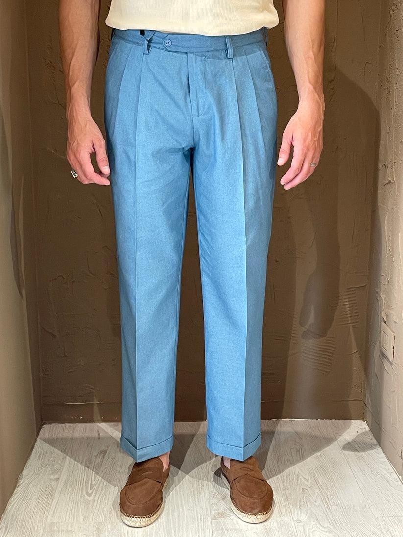 Underground Couture Pantalone Doppia Pence Celeste Qualità