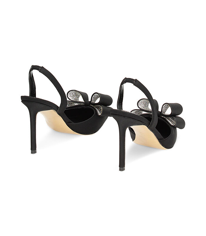 Valerio 1966 Décolleté slingback nera in lycra tacco 9 5 cm | Valerio 1966 Saldi Di Fabbrica