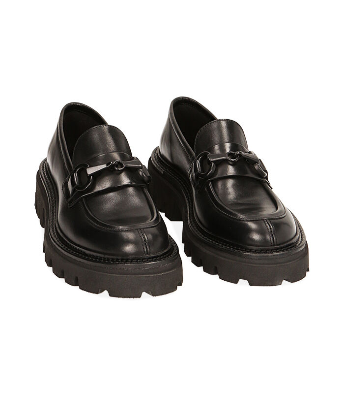 Valerio 1966 Mocassini donna chunky neri in pelle tacco 4 8 cm | Valerio 1966