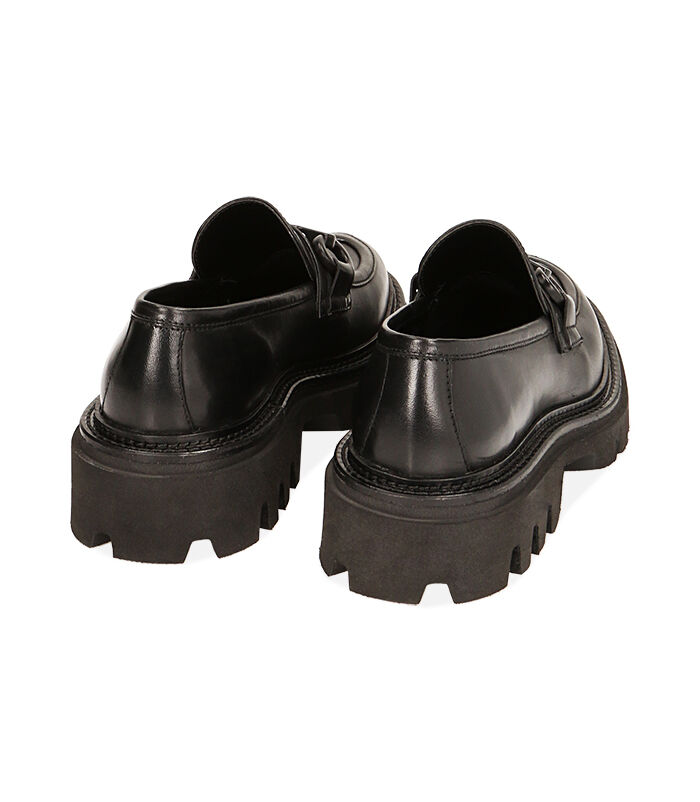 Valerio 1966 Mocassini donna chunky neri in pelle tacco 4 8 cm | Valerio 1966 Vendita calda