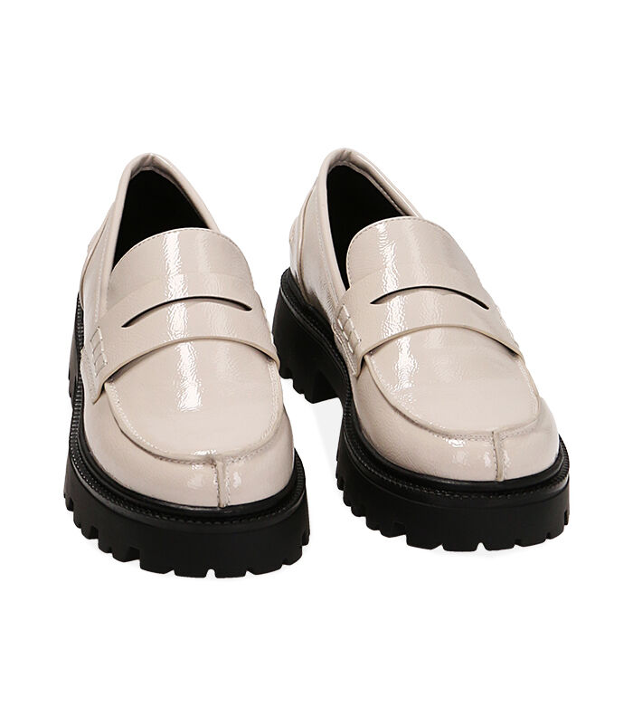Valerio 1966 Mocassini donna platform panna in naplak tacco 5 cm | Valerio 1966