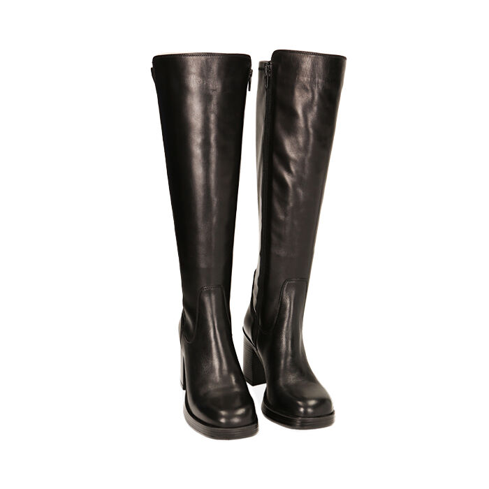 Valerio 1966 Stivali donna neri in pelle tacco 8 4 cm | Valerio 1966 Novità
