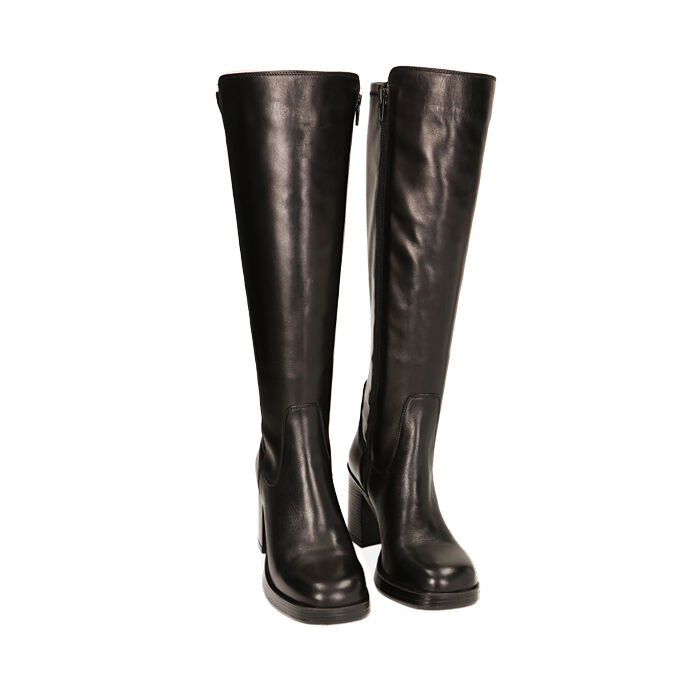 Valerio 1966 Stivali donna neri in pelle tacco 8 4 cm | Valerio 1966 Novità