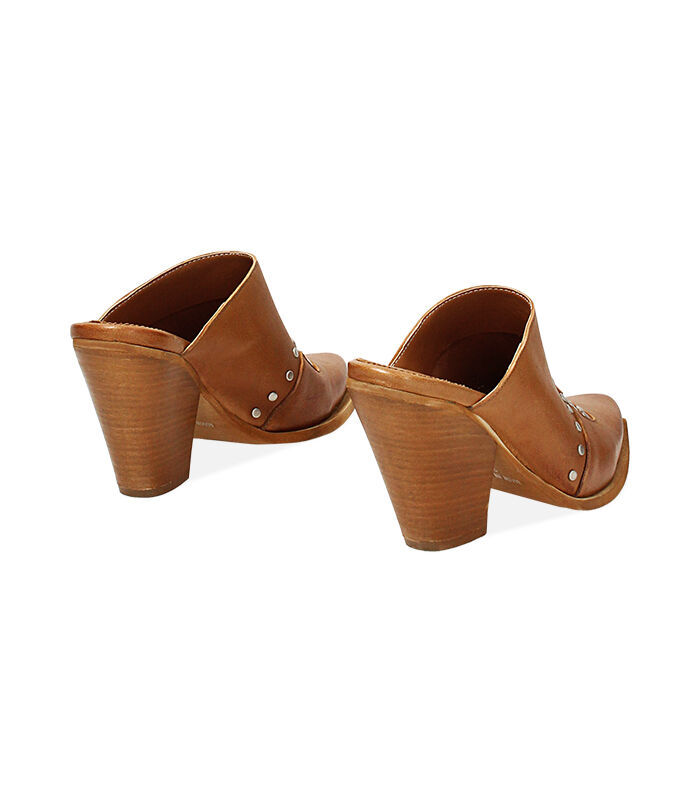 Valerio 1966 WOMEN SHOES SABOT LEATHER COGN Saldi