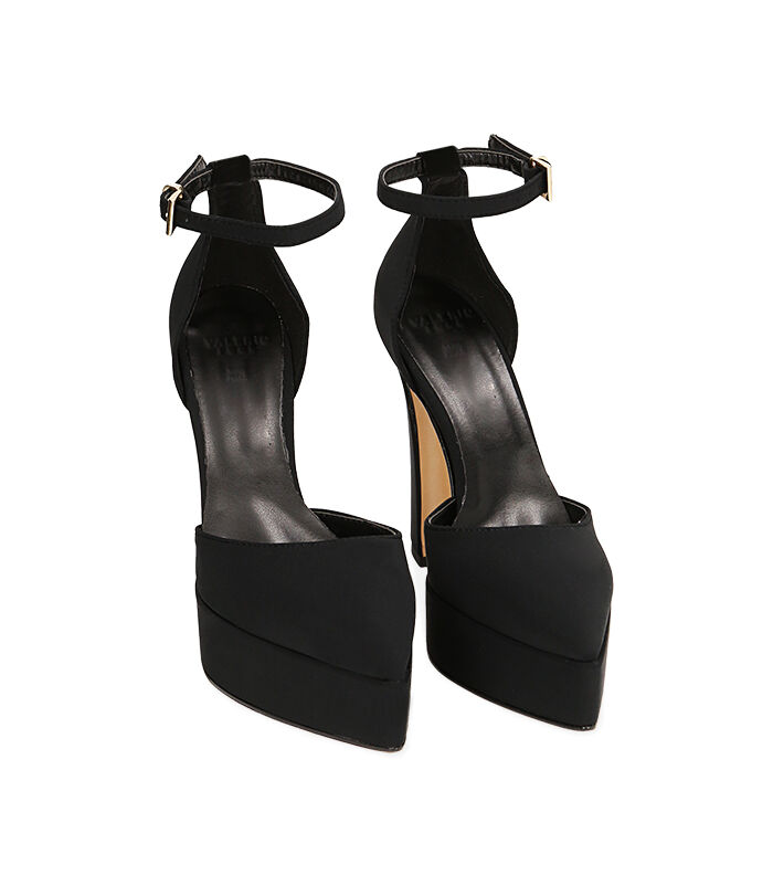 Valerio 1966 Décolleté donna platform nere in tessuto tacco 12 5 cm | Valerio 1966