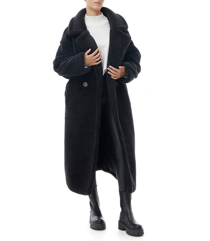 Valerio 1966 Cappotto teddy lungo nero | Valerio 1966 Affare Del Giorno