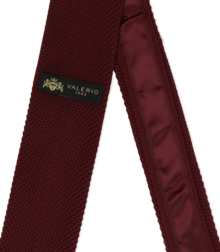 Valerio 1966 Cravatta bordeaux in cotone con fondo dritto uomo | Valerio 1966 Online