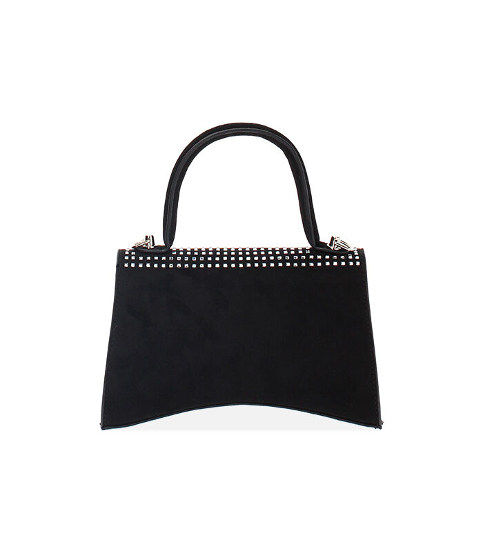 Valerio 1966 Borsa a tracolla in microfibra nera con pietre argento | Valerio 1966 Promozione Limitata
