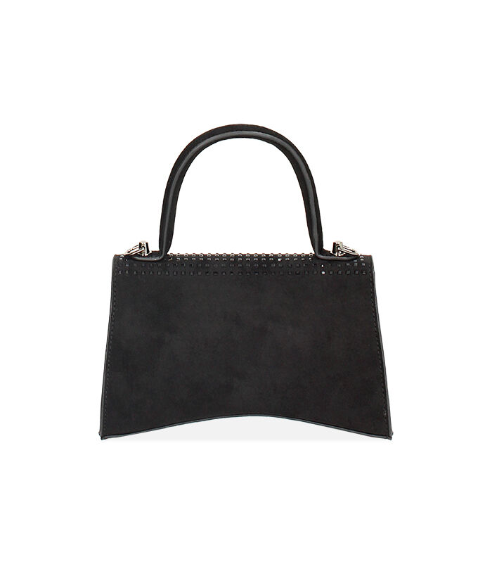 Valerio 1966 Borsa a tracolla in microfibra nera con pietre nere | Valerio 1966 Fino Al -60%
