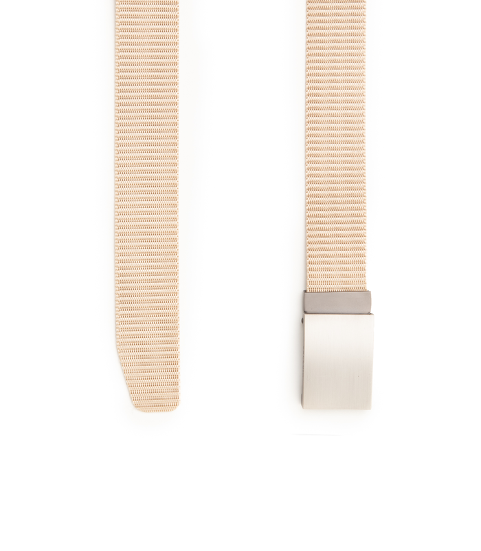 Valerio 1966 Cintura beige in tessuto intrecciato con fibbia a placca uomo | Valerio 1966 2025