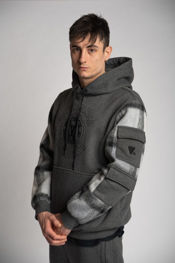 Valvola Fashion FELPA CAPPUCCIO CON MANICHE IN CONTRASTO TARTAN Vendite Flash