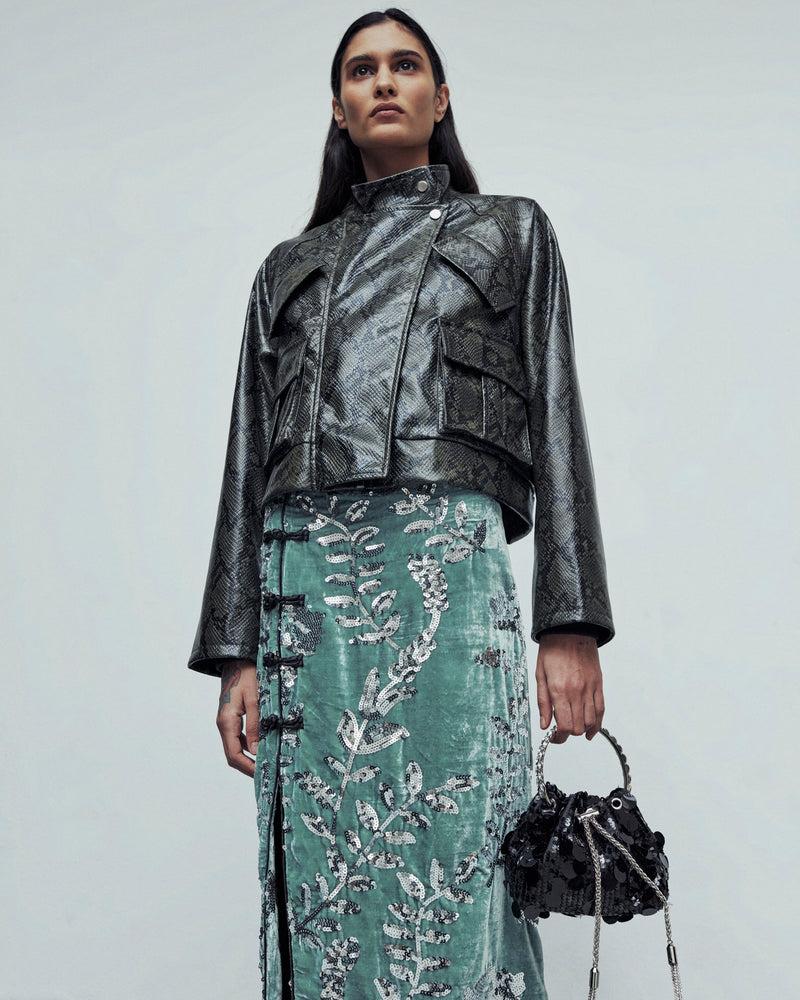 ﻿Weili zheng Gonna qipao in velluto ricamato Online