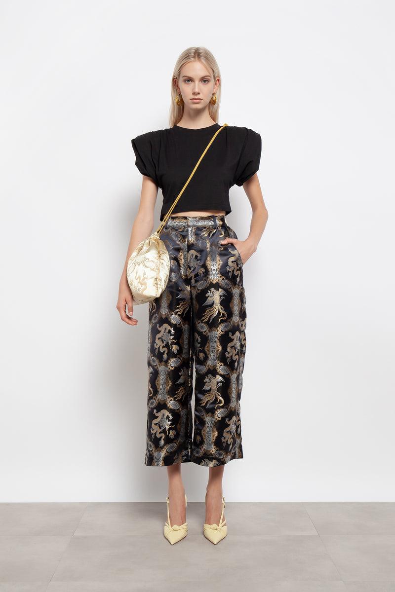 Weili zheng Pantalone a palazzo in broccato Nuova