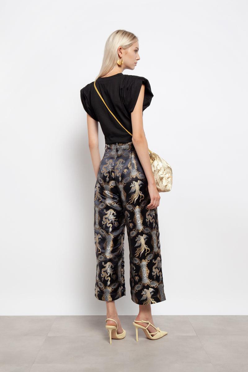 Weili zheng Pantalone a palazzo in broccato Nuova