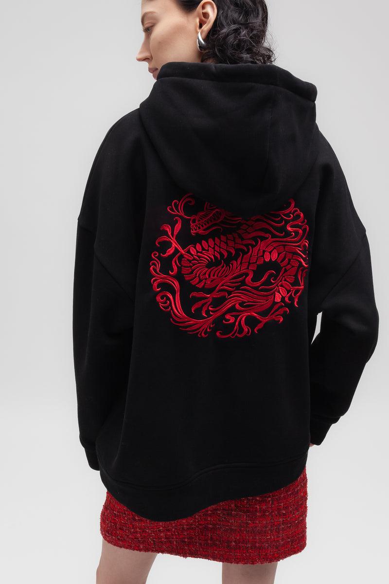 Weili zheng Hoodie con ricamo drago Negozi Online