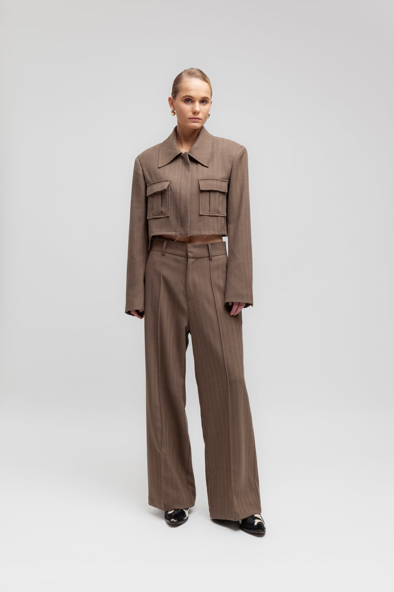 Weili zheng Pantalone wide leg in panno spigato Sottocosto