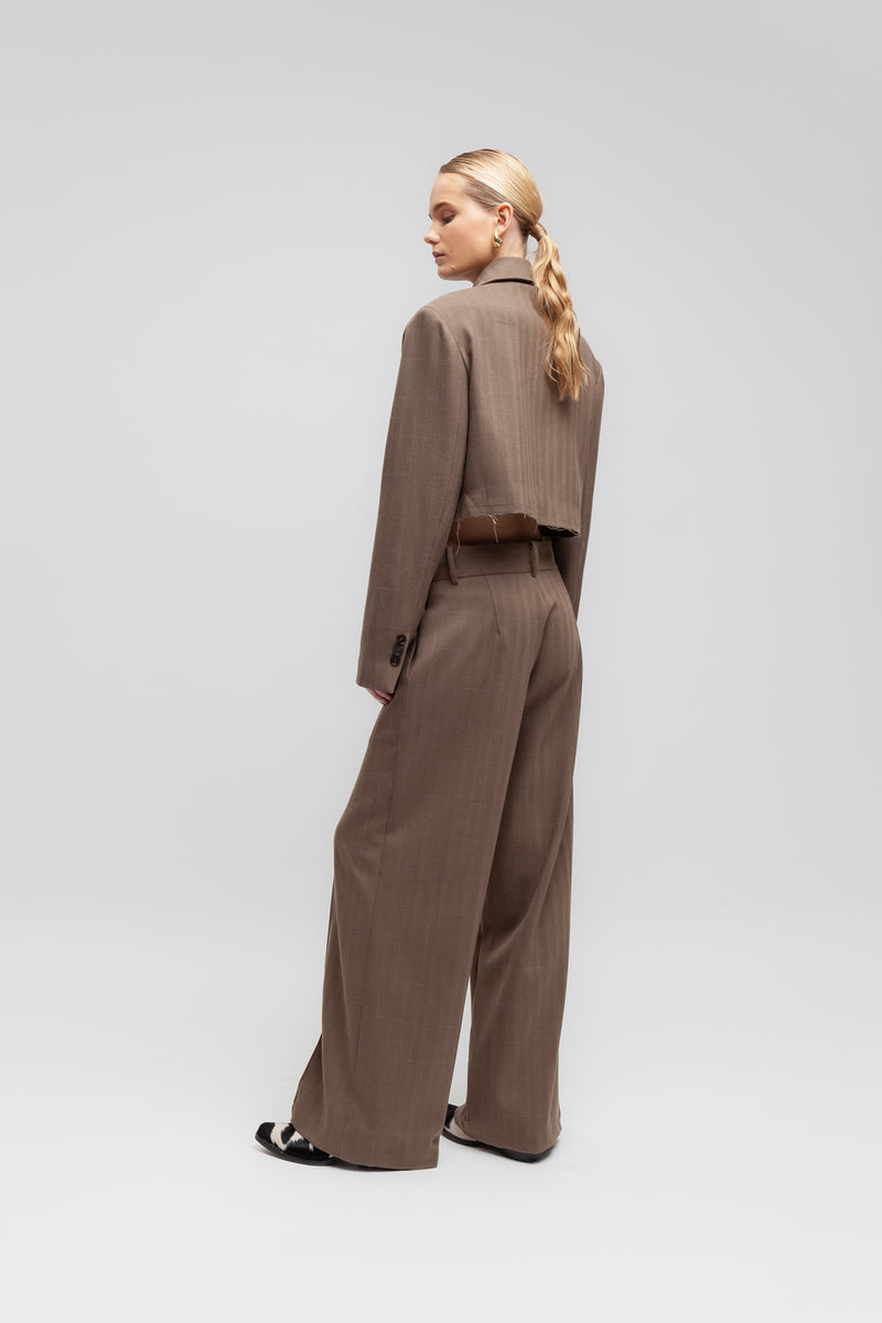 Weili zheng Pantalone wide leg in panno spigato Sottocosto