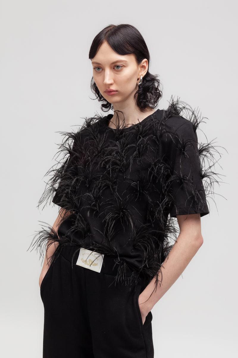 Weili zheng T-shirt con piume Online