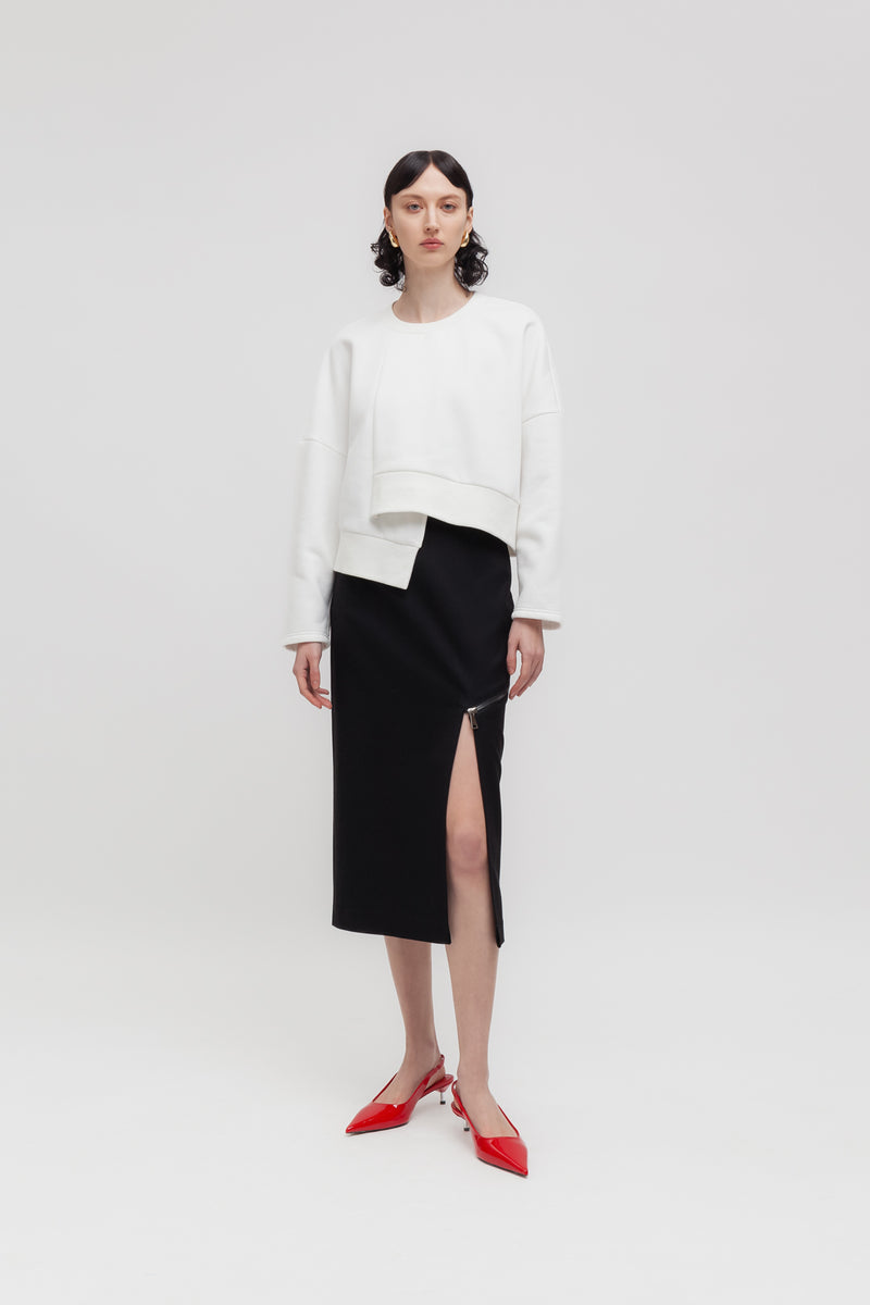 Weili zheng Longuette in gabardina con zip diagonale ACQUISTA ORA