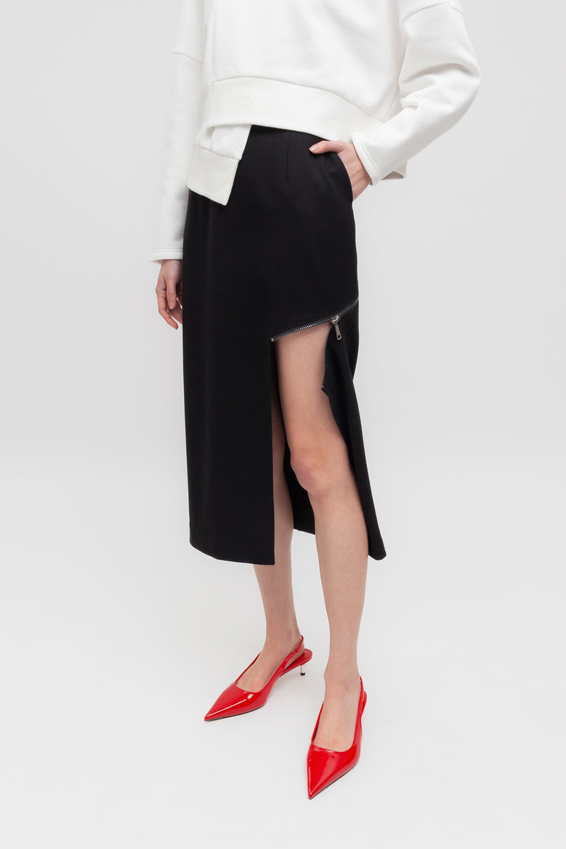 Weili zheng Longuette in gabardina con zip diagonale ACQUISTA ORA