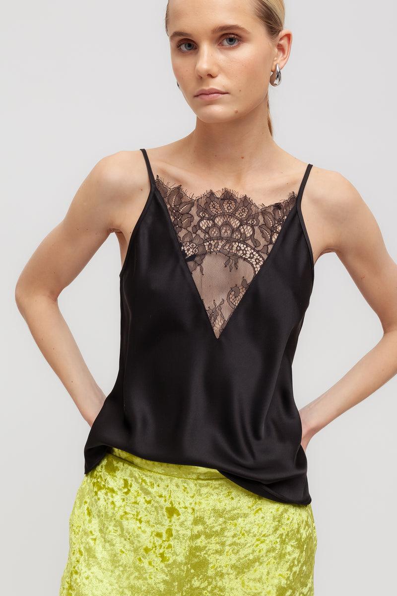 Weili zheng Canottiera in satin con pizzo In Saldo