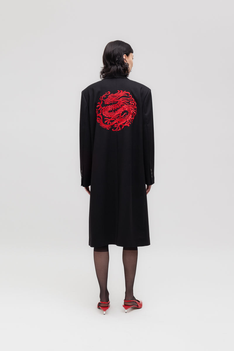 Weili zheng Cappotto in gabardina con ricamo drago Acquista Ora