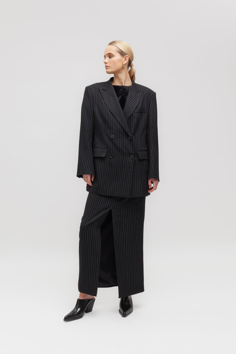 Weili zheng Blazer gessato con spalle imbottite Shopping Online