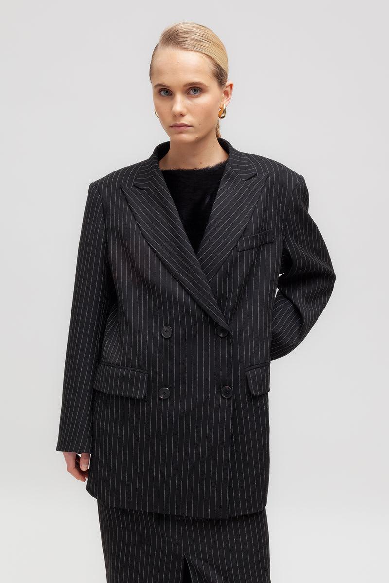 Weili zheng Blazer gessato con spalle imbottite Shopping Online