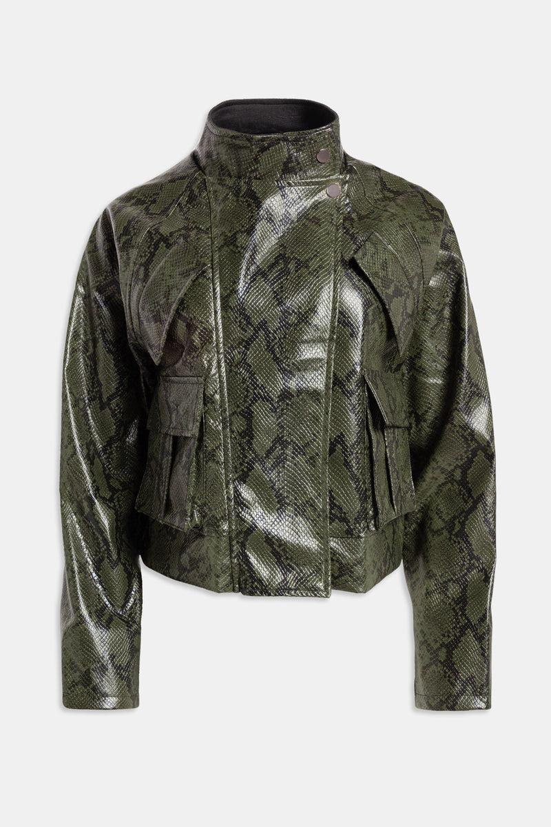 Weili zheng Biker in ecopelle pitonata Sconto