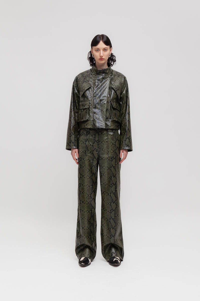 Weili zheng Biker in ecopelle pitonata Sconto
