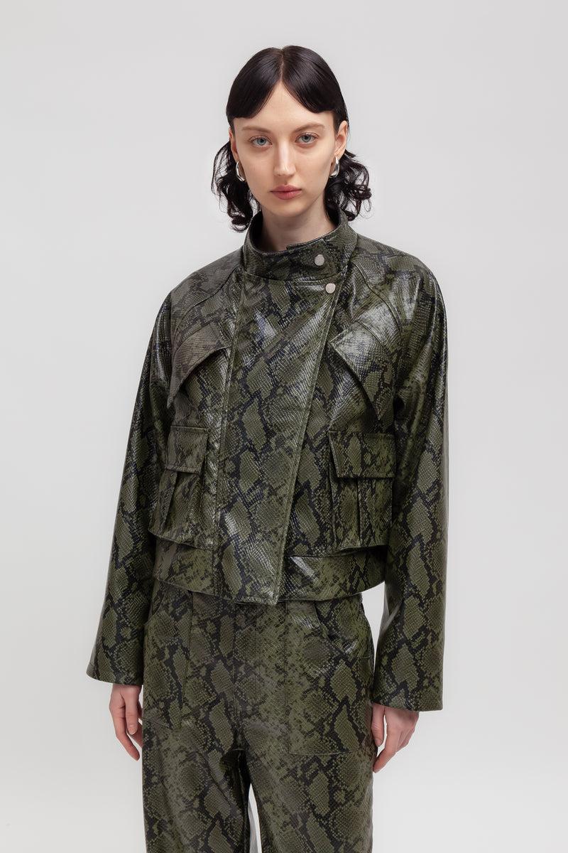 Weili zheng Biker in ecopelle pitonata Sconto
