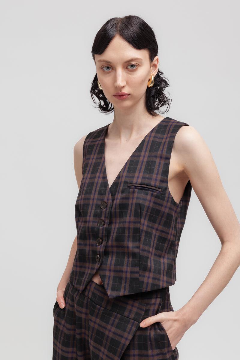 Weili zheng Gilet classico in gabardina check In Vendita