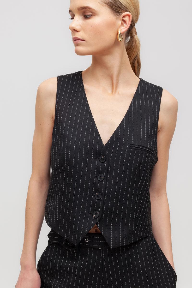 Weili zheng Gilet classico in gabardina gessata Saldi