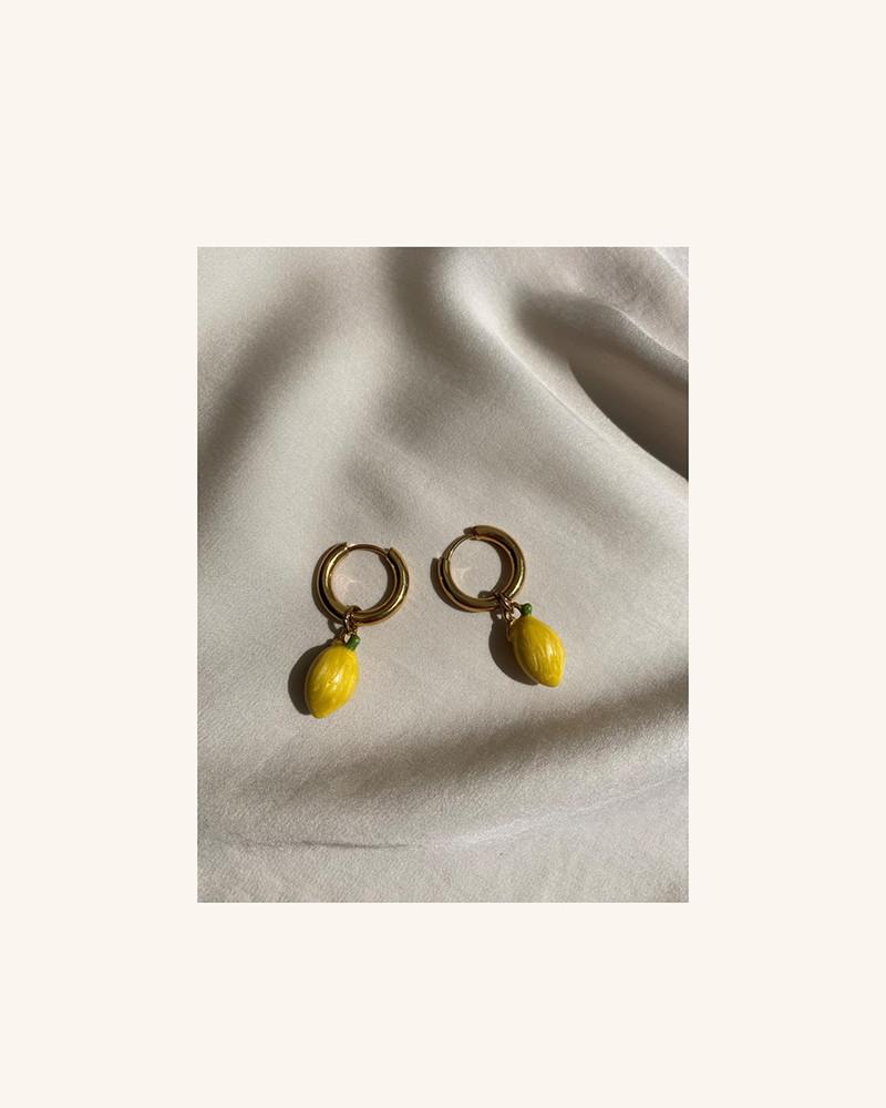 Y'am Capri Lemons hoop earrings - small size Nuovo