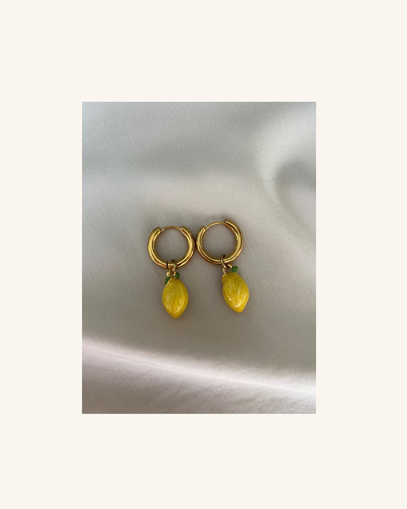 Y'am Capri Lemons hoop earrings - small size Nuovo