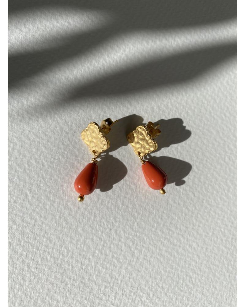 Y'am Capri Y'AM mini stud earrings with red coral paste Vendita Economica