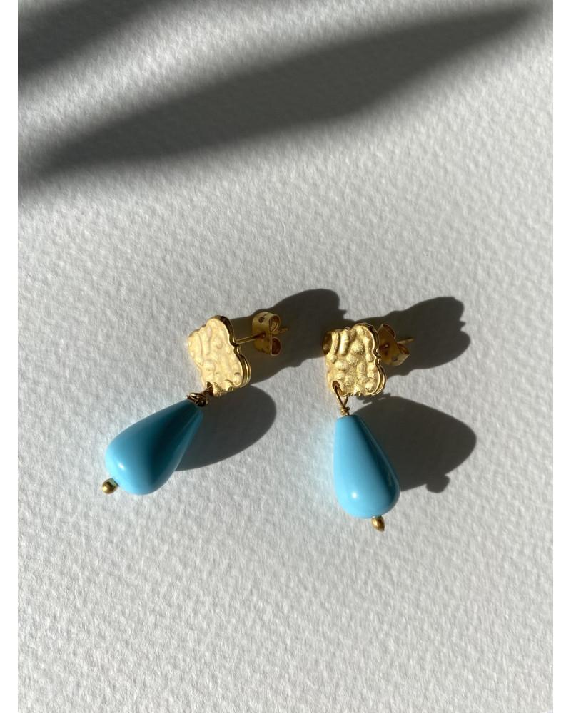 Y'am Capri Y'AM mini stud earrings with turquoise paste Saldi Di Fabbrica