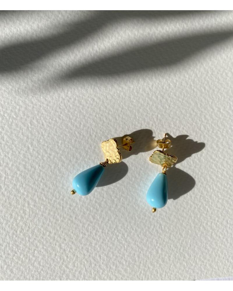 Y'am Capri Y'AM mini stud earrings with turquoise paste Saldi Di Fabbrica