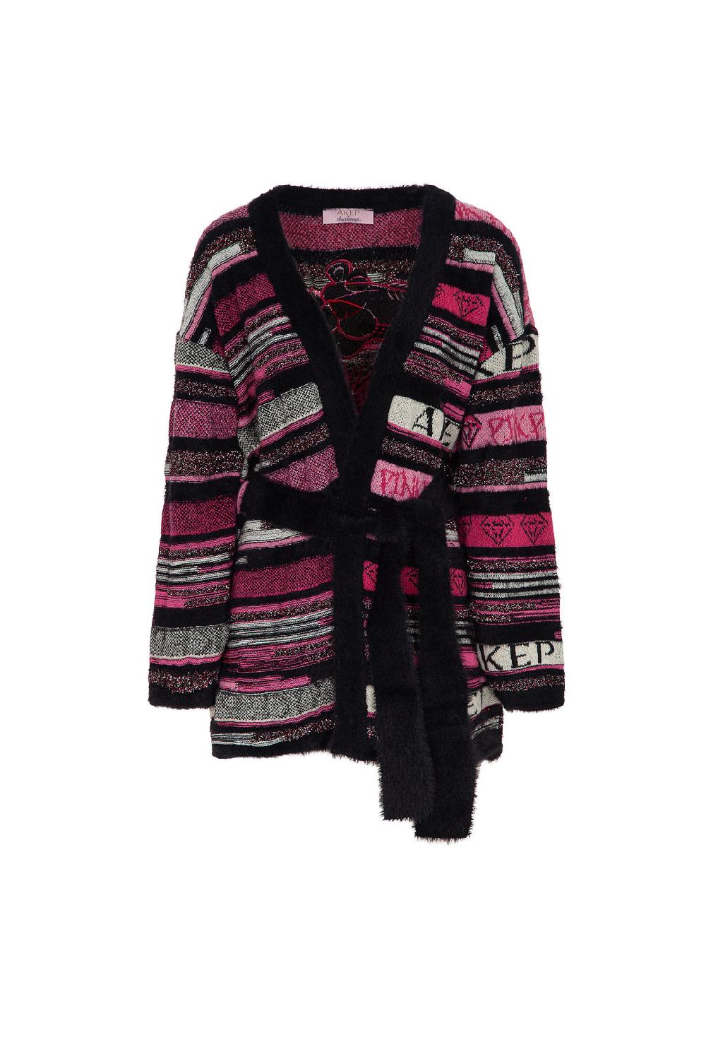 Akep CARDIGAN JACQUARD CON CINTURA - CAPSULE "AKEP X PINK PANTER" Promozione