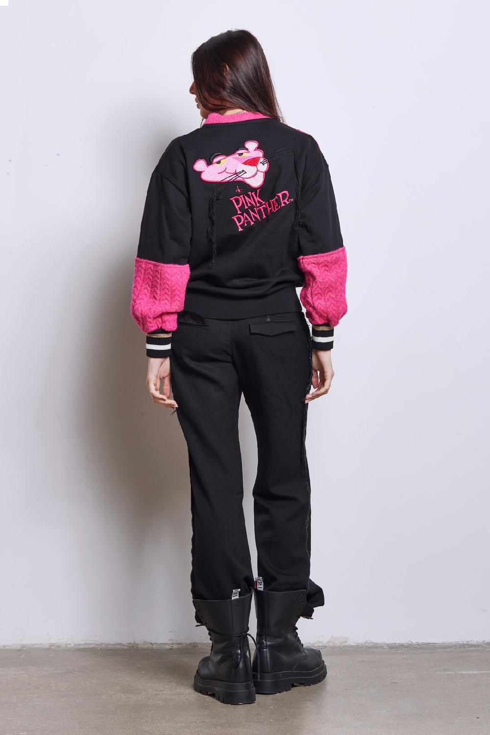 Akep FELPA GIROCOLLO CON INSERTI IN MAGLIA - CAPSULE "AKEP X PINK PANTER" Spedizione Gratuita