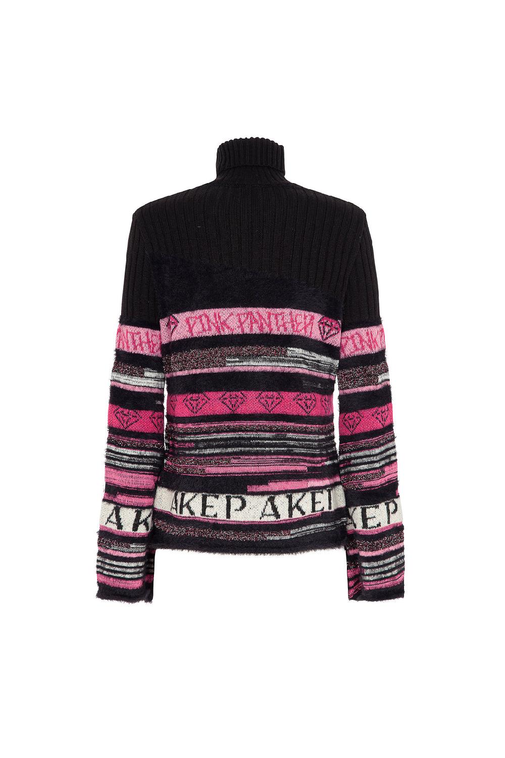 Akep MAGLIONE A COLLO ALTO JACQUARD FANTASIA A RIGHE - CAPSULE "AKEP X PINK PANTER" Soddisfazione Garantita