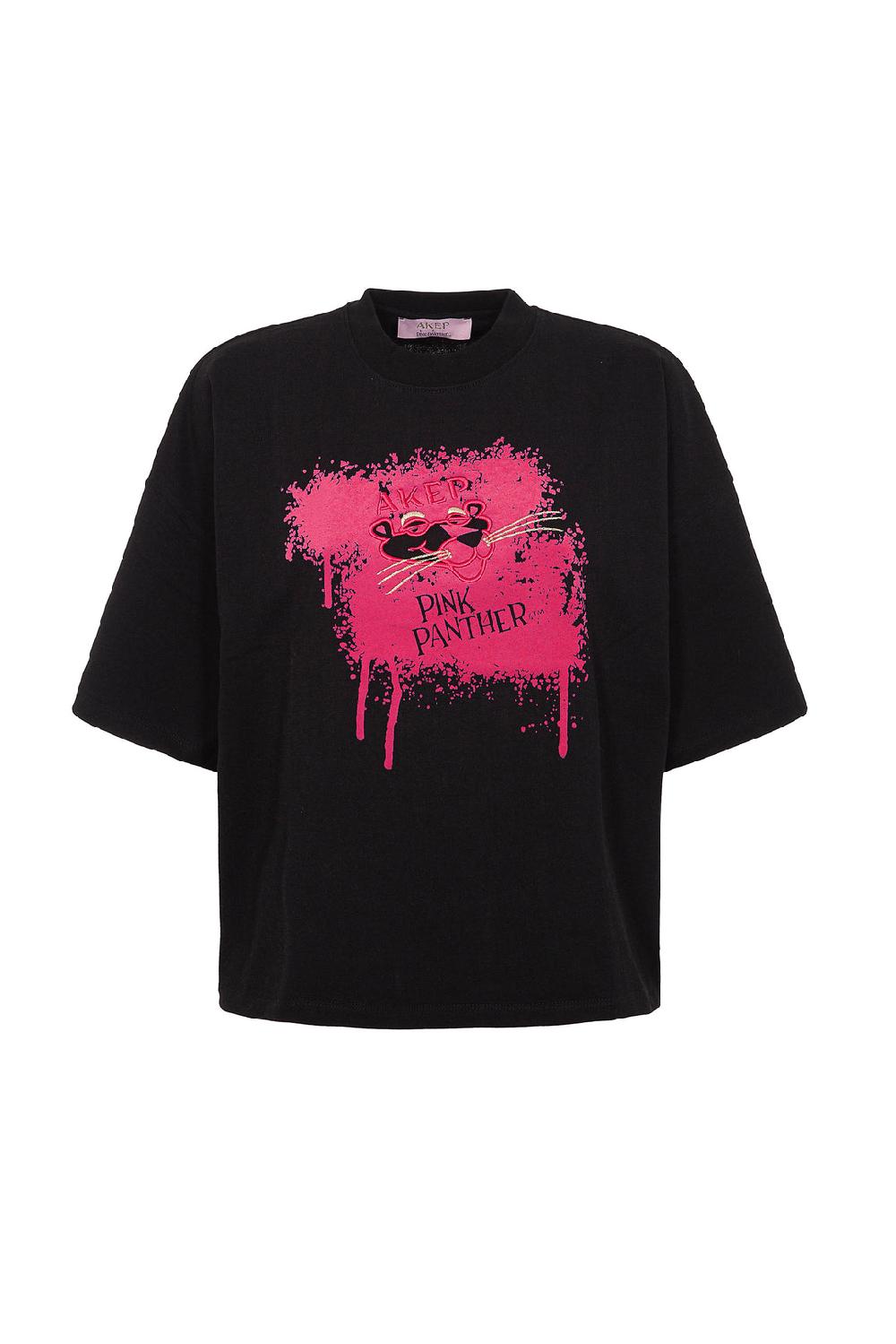 Akep T-SHIRT OVERSIZE CON STAMPA FLOCK - CAPSULE "AKEP X PINK PANTER" Consegna Veloce