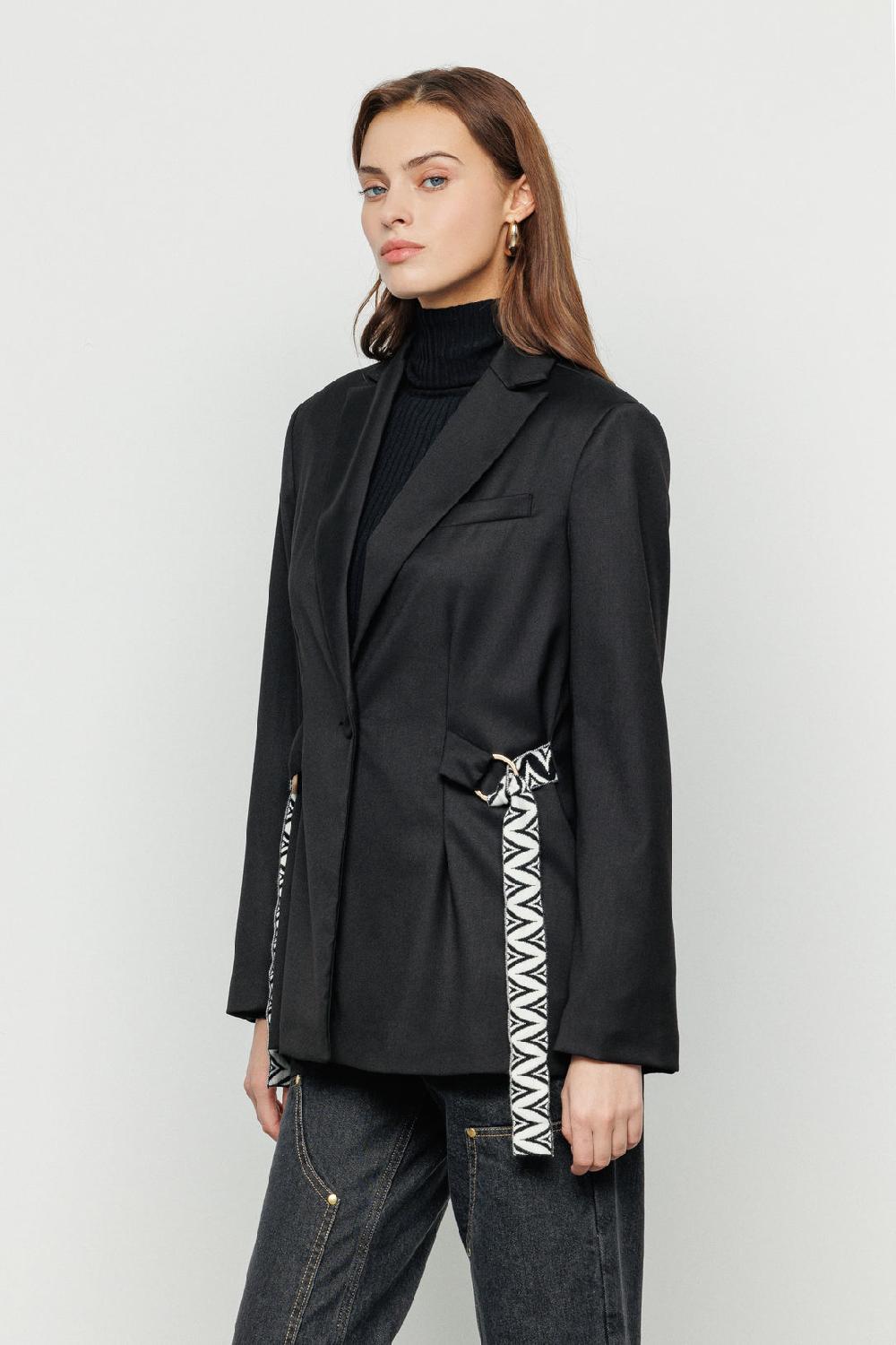 Akep BLAZER AKEP IN FRESCO LANA CON CINTURA IN MAGLIA JACQUARD Convenienza