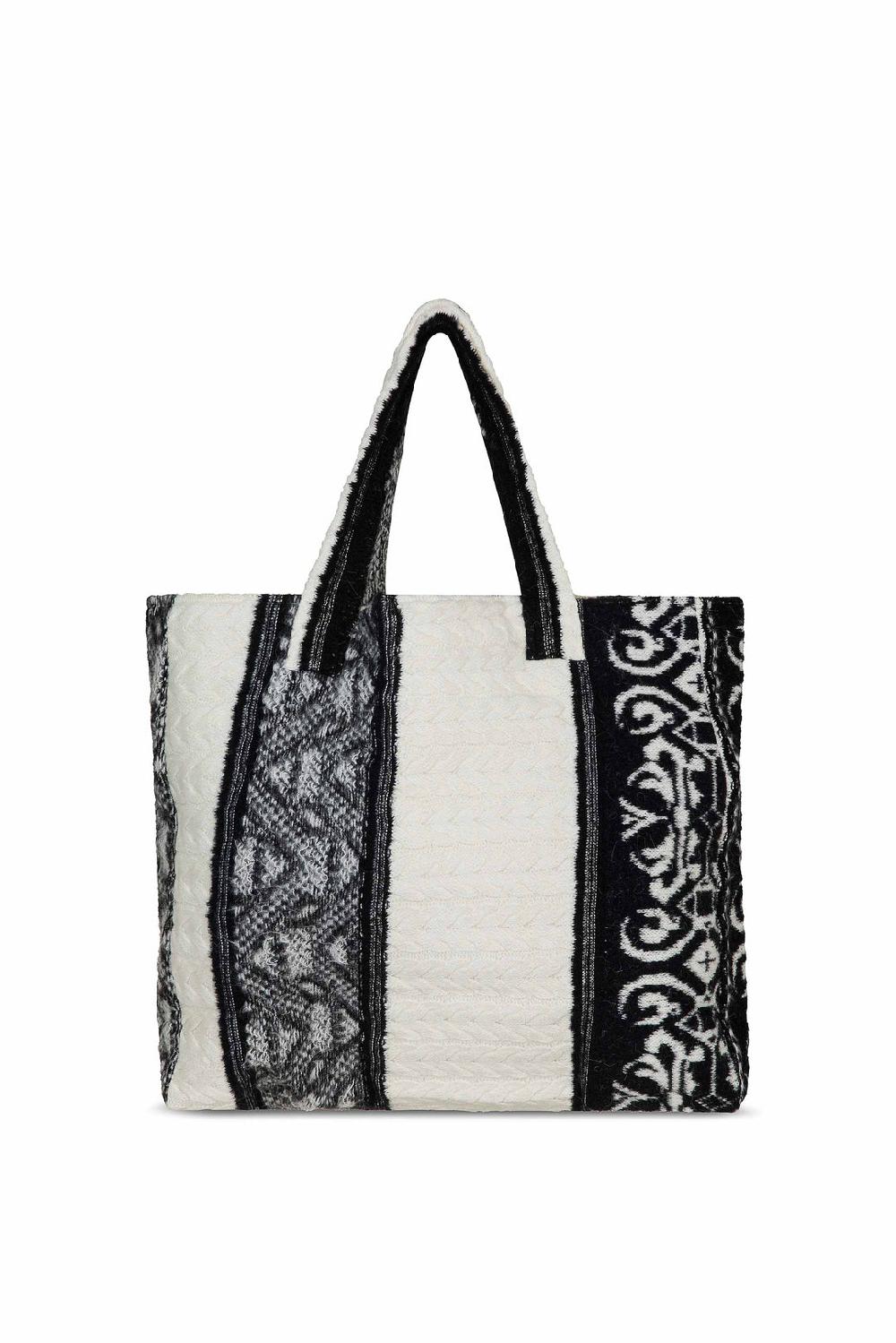 Akep SHOPPING BAG AKEP MISTO LANA JACQUARD WHITE&BLACK Vendita Economica